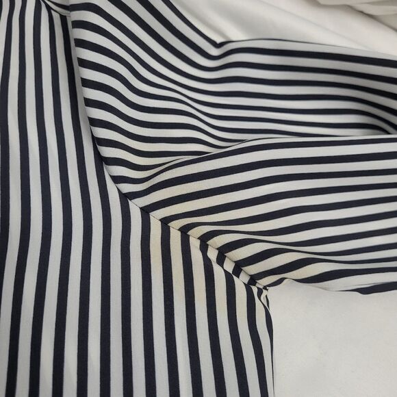 VINTAGE 80s blouse pinstriped pointed collar‎ button up shirt S - Picture 7 of 9